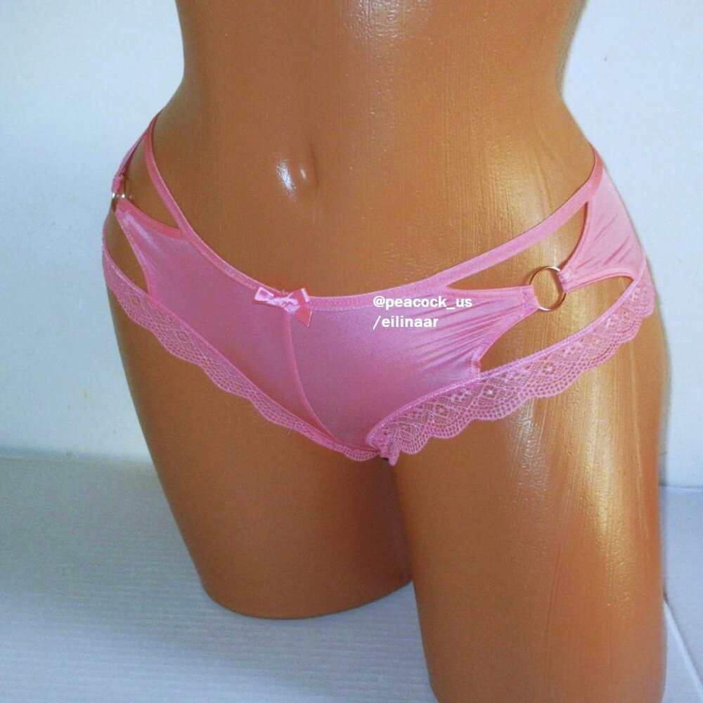 Victoria Secret Very Sexy Rings Cheeky Panty Size XS Coral Pink Satin Smooth
